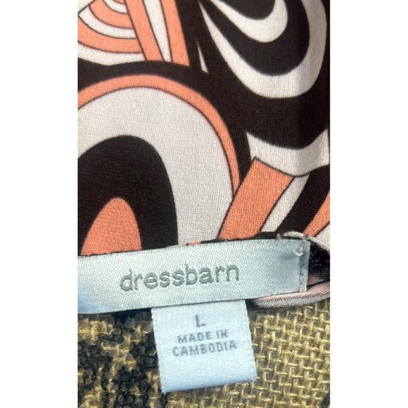 Y2K Babydoll Top Sz L Retro Psychedelic Print Brown and Coral V Neck Flutter Sle - Picture 5 of 8